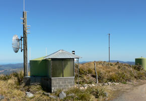 Our repeater hut on Mt. Climie, photographed in 2007